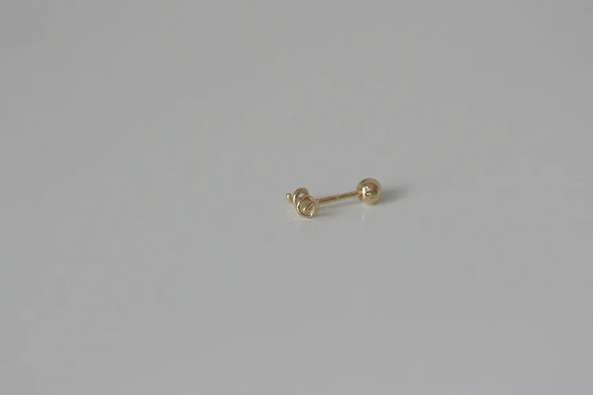 14k Real Solid Gold Spiral Spring Cartilage Helix Tragus Conch Barbell Ear Stud Earring Piercing