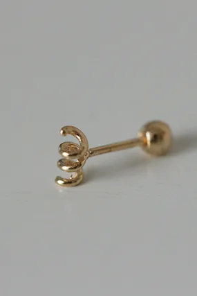 14k Real Solid Gold Spiral Spring Cartilage Helix Tragus Conch Barbell Ear Stud Earring Piercing