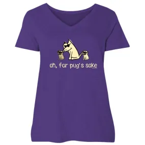 Ah, For Pug's Sake - Ladies Plus V-Neck Tee