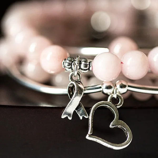 Anchor | Soft Bangle Charm Bracelet | Rose Quartz