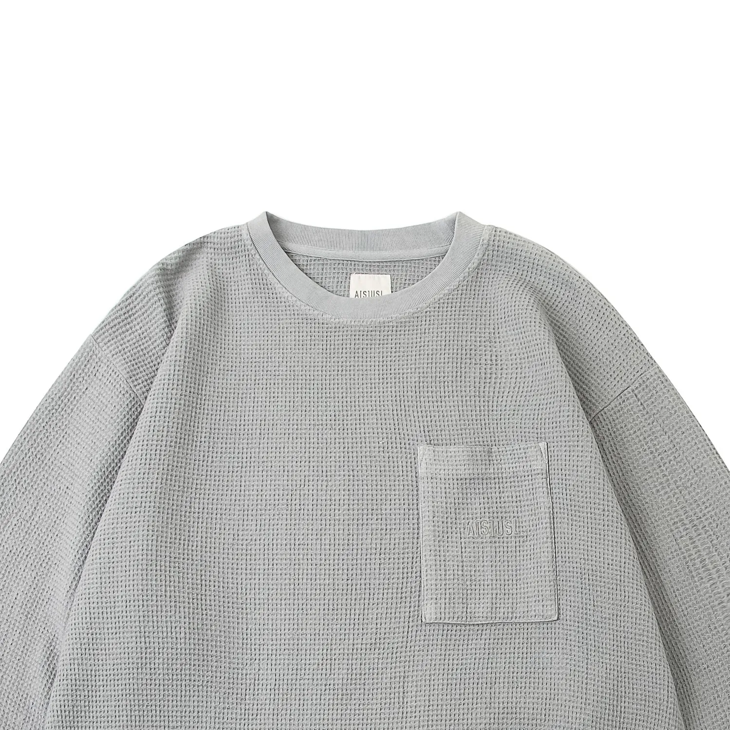 A[S]USL PIGMENT DYE WAFFLE POCKET LONG TEE-GREY