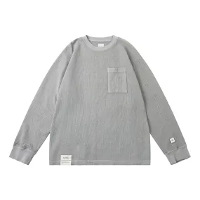 A[S]USL PIGMENT DYE WAFFLE POCKET LONG TEE-GREY