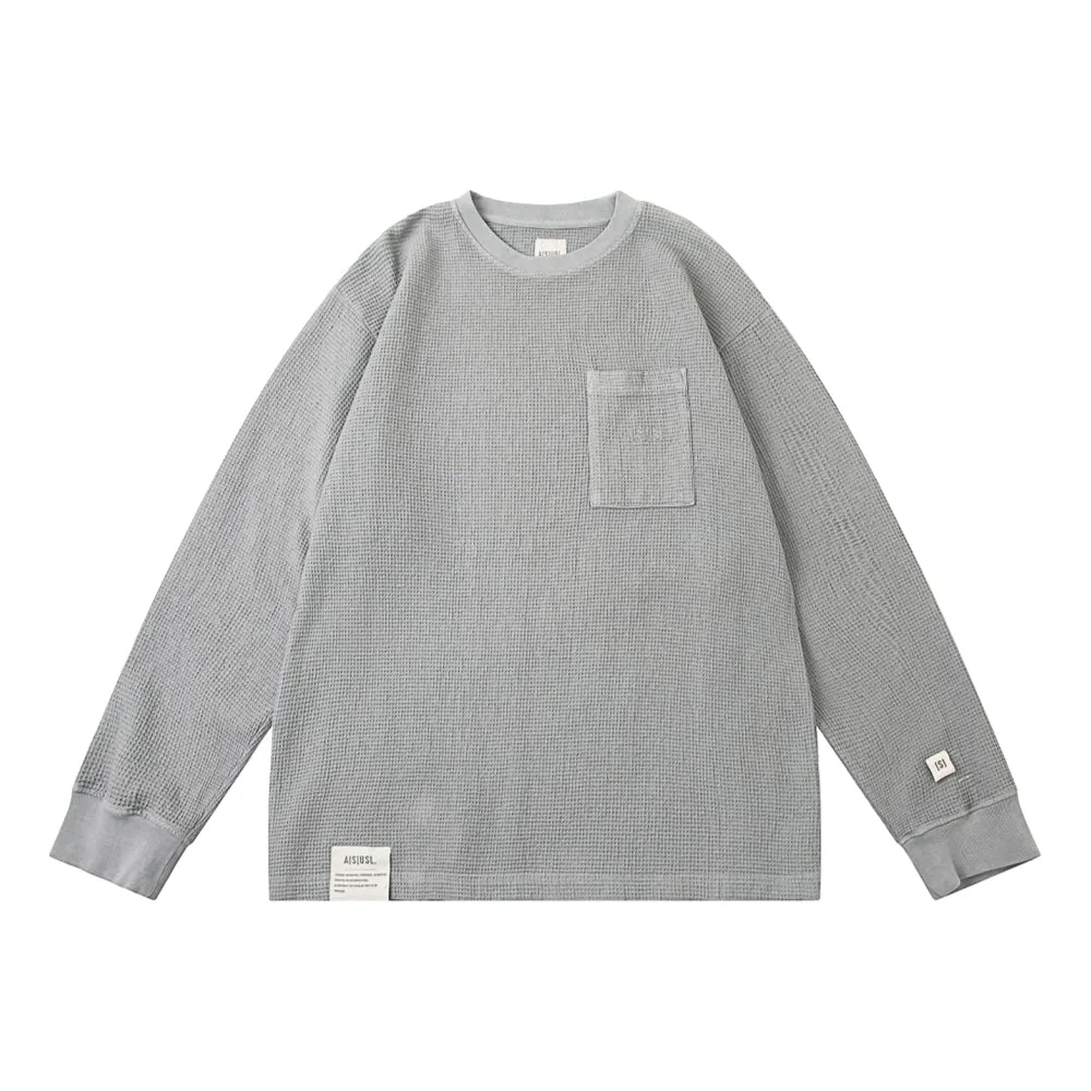 A[S]USL PIGMENT DYE WAFFLE POCKET LONG TEE-GREY