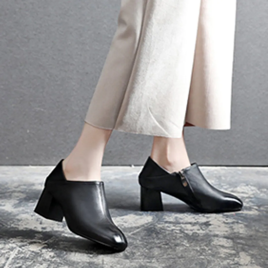 BABAKUD Leather Chunky Heels Two-Method-To-Wear Shoes