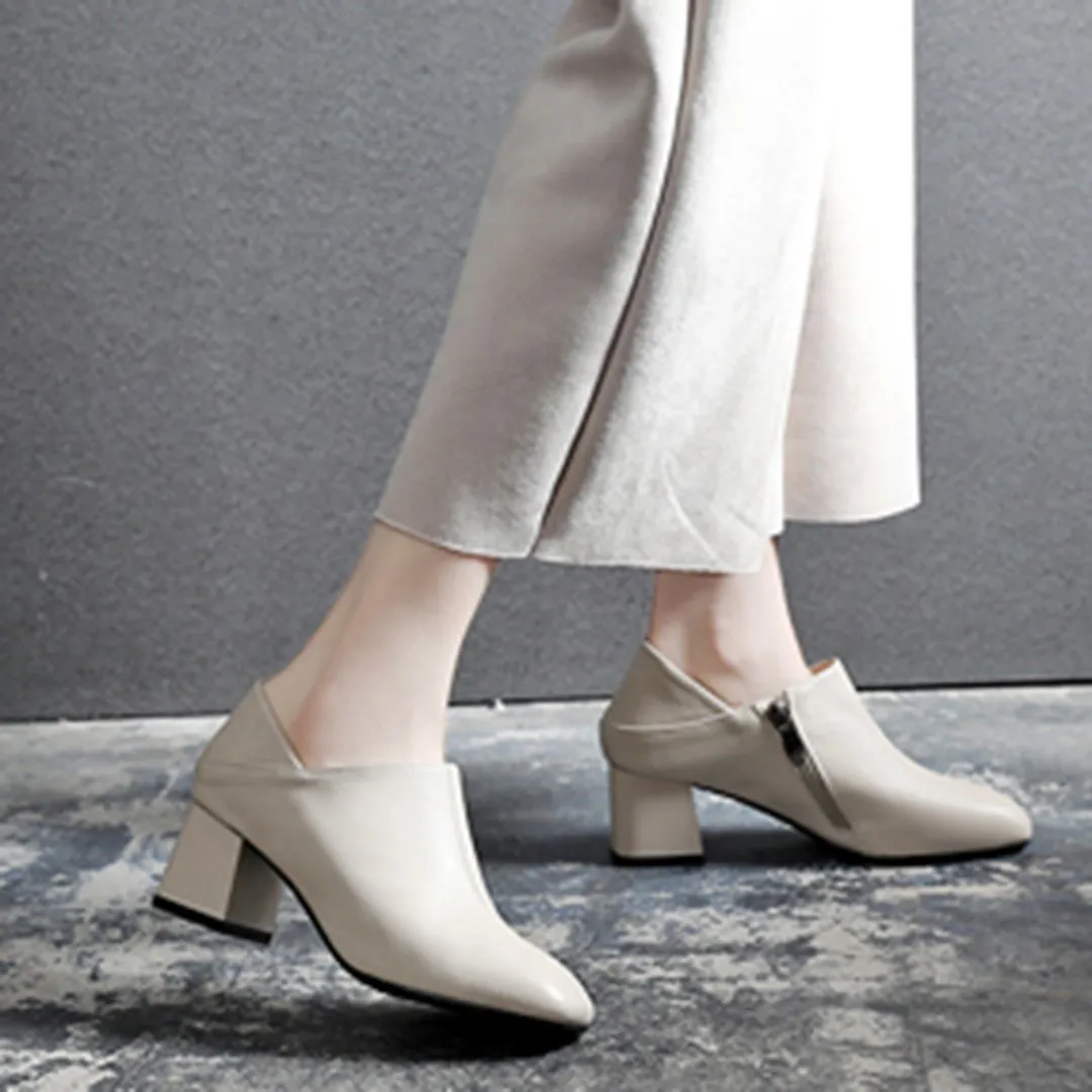 BABAKUD Leather Chunky Heels Two-Method-To-Wear Shoes