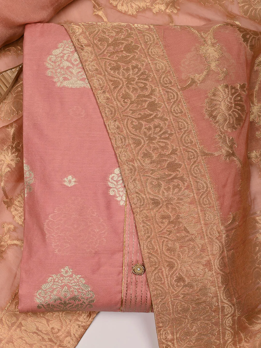 Banarsi Booti Chanderi Unstitched Suit Piece With Dupatta