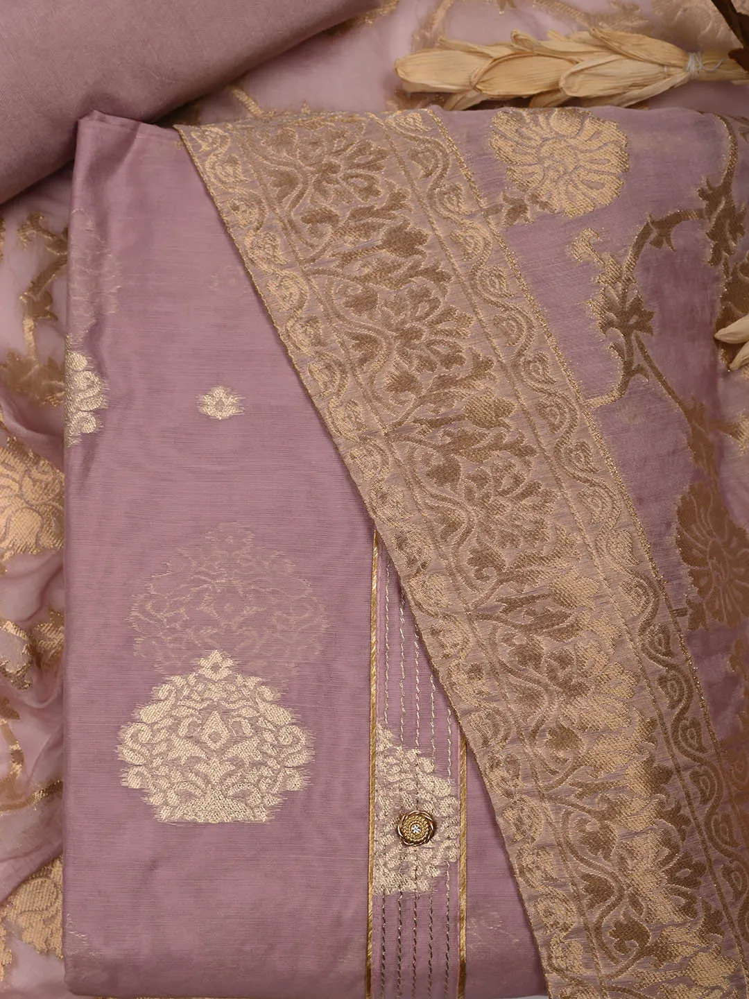 Banarsi Booti Chanderi Unstitched Suit Piece With Dupatta