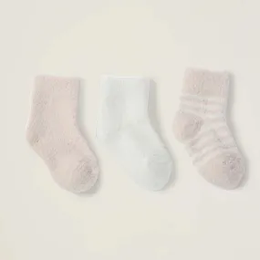 Barefoot Dreams Cozychic Pink Pearl 3 pair Infant Socks