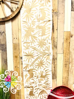 Beige Large Solid Color Otomi Table Runner - Camino de Tenango