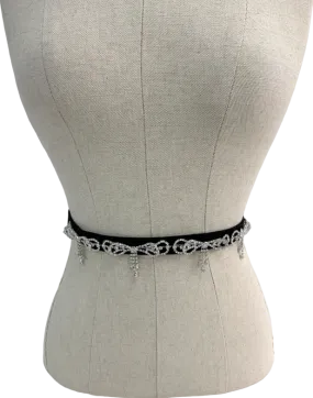 Black Dimante Bow Detail Waist Belt One Size