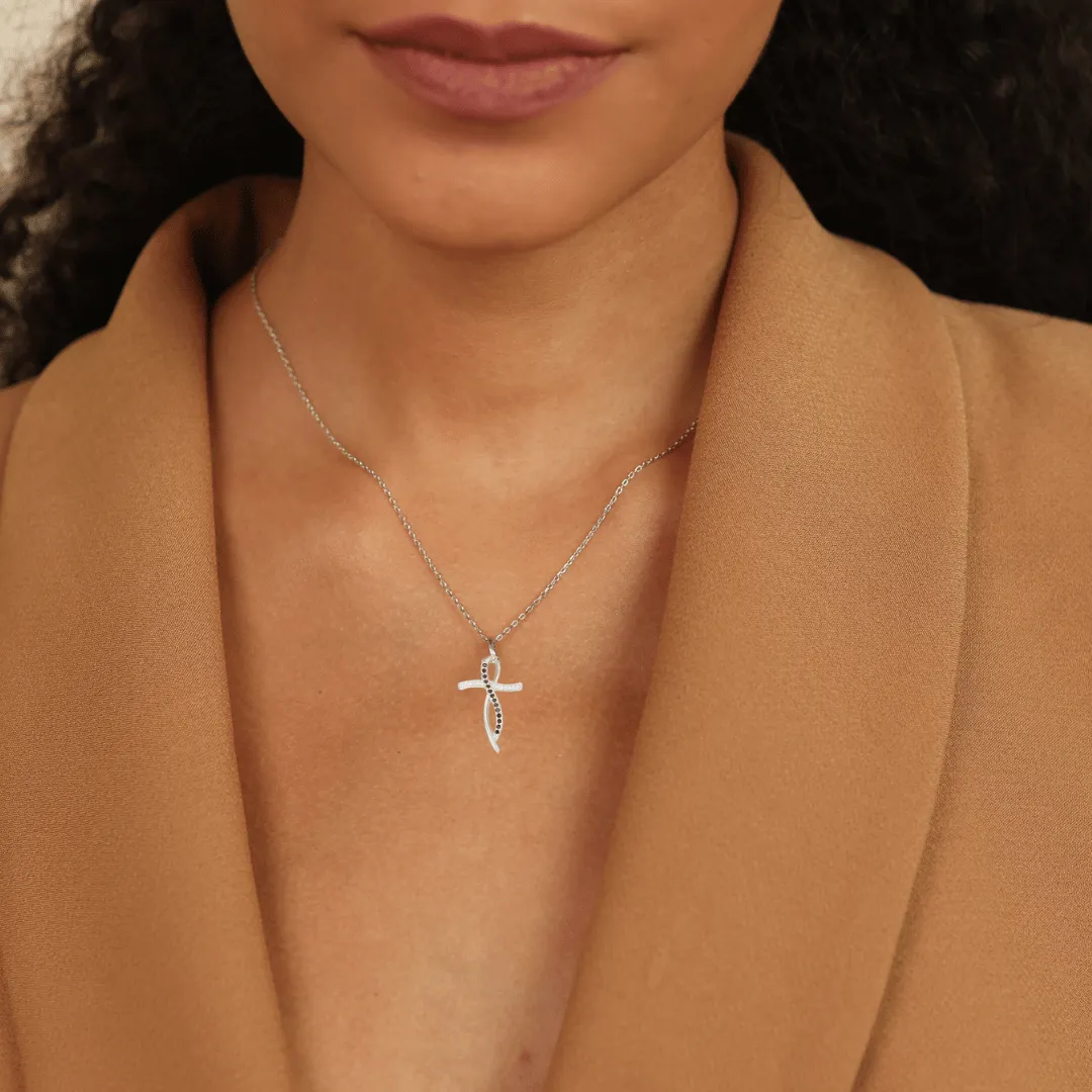 Black Sapphire Cross Necklace