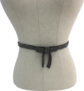 Black Velvet And Rhinestone Narrow Waist Belt One Size