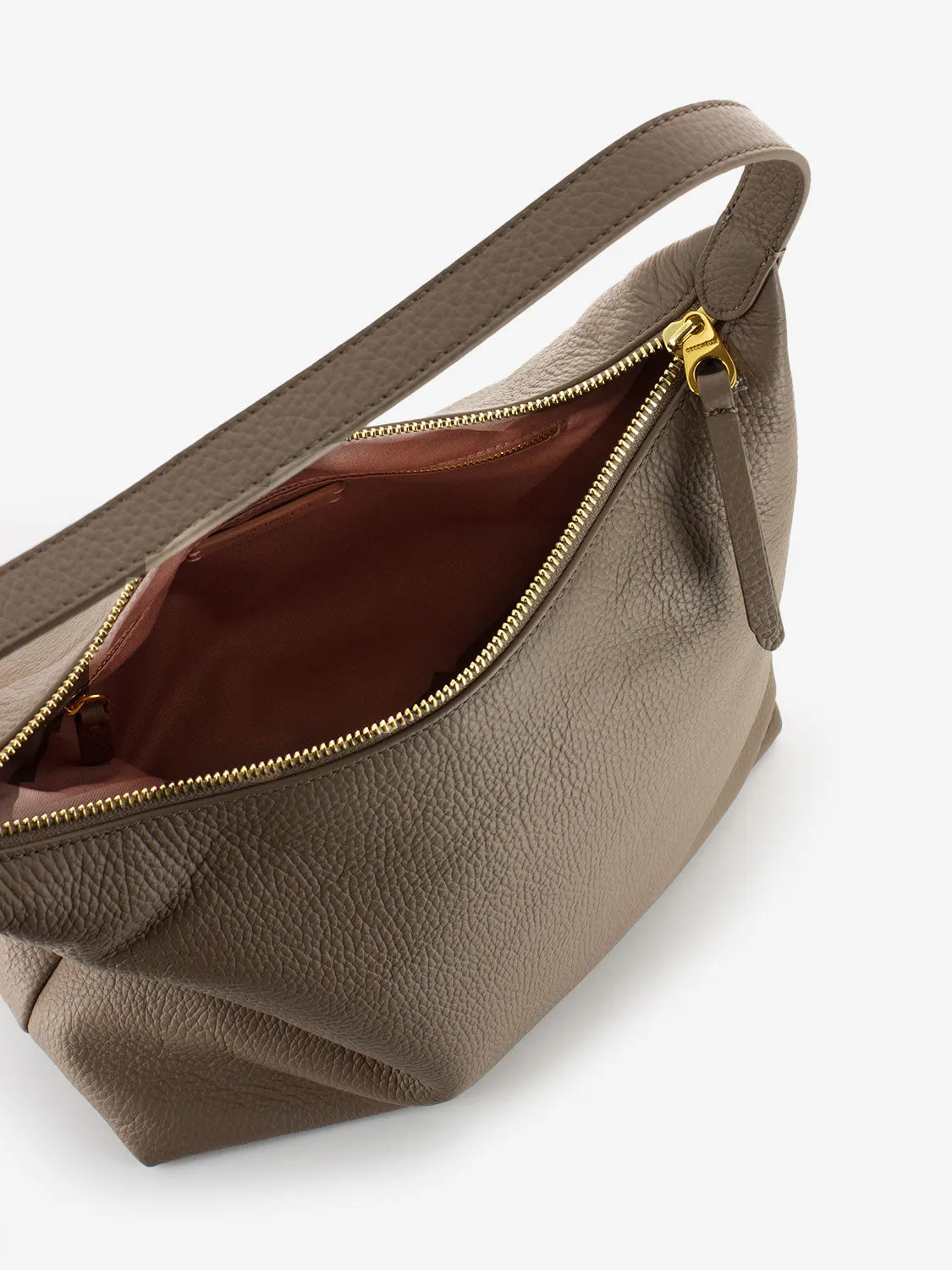 Borsa a spalla in pelle granata warm taupe