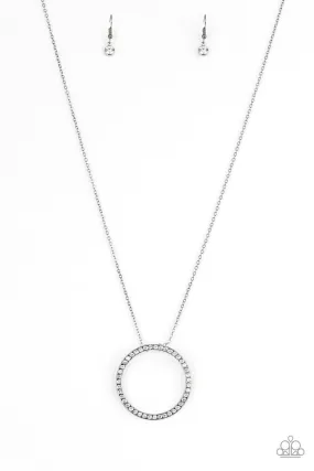 Center of Attention Gunmetal Black and White Rhinestone Necklace - Paparazzi Accessories