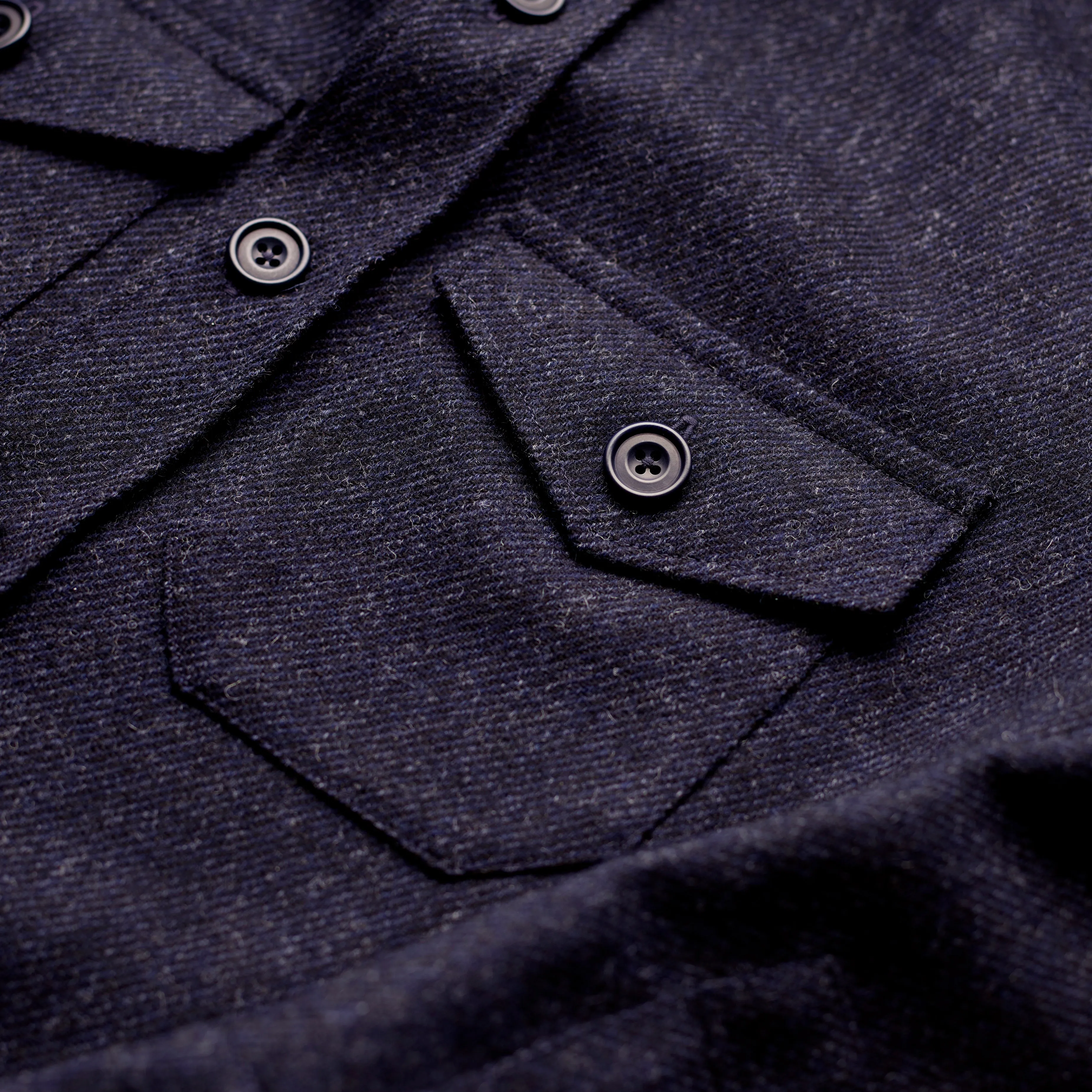 Char-Navy Fox Tweed Overshirt