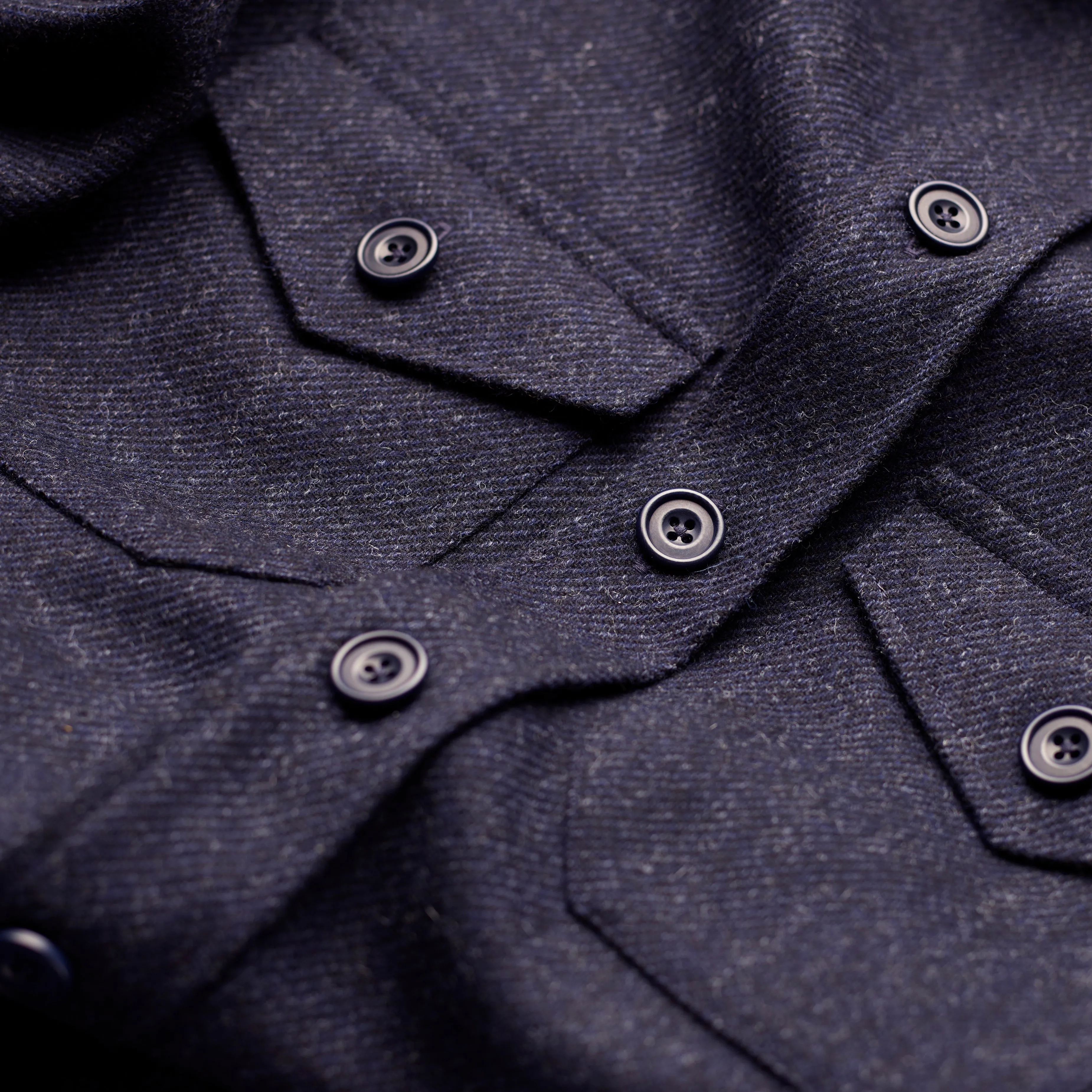 Char-Navy Fox Tweed Overshirt