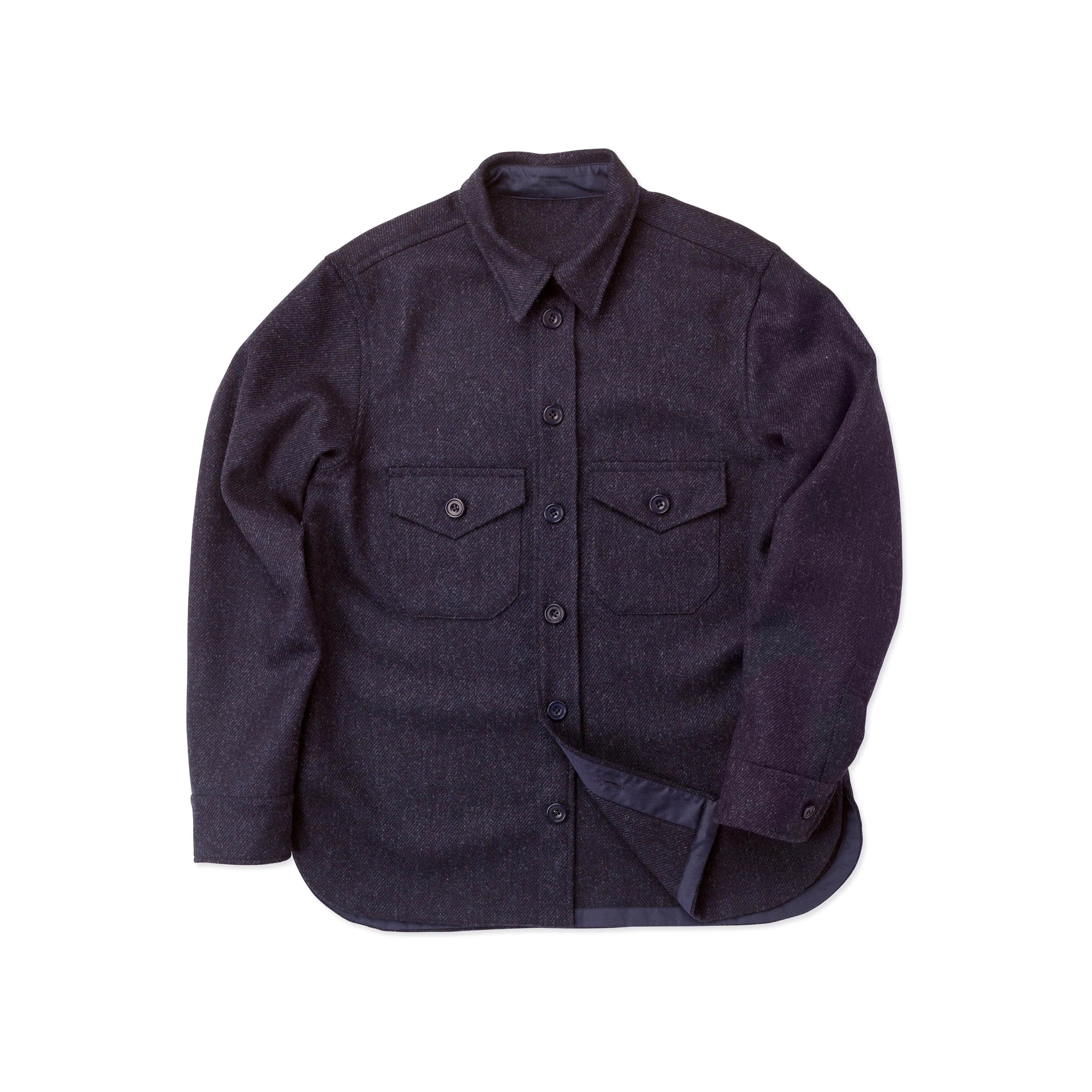 Char-Navy Fox Tweed Overshirt