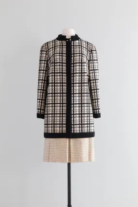 Chic 1960's Window Pane Lilli Ann Jacket / SM