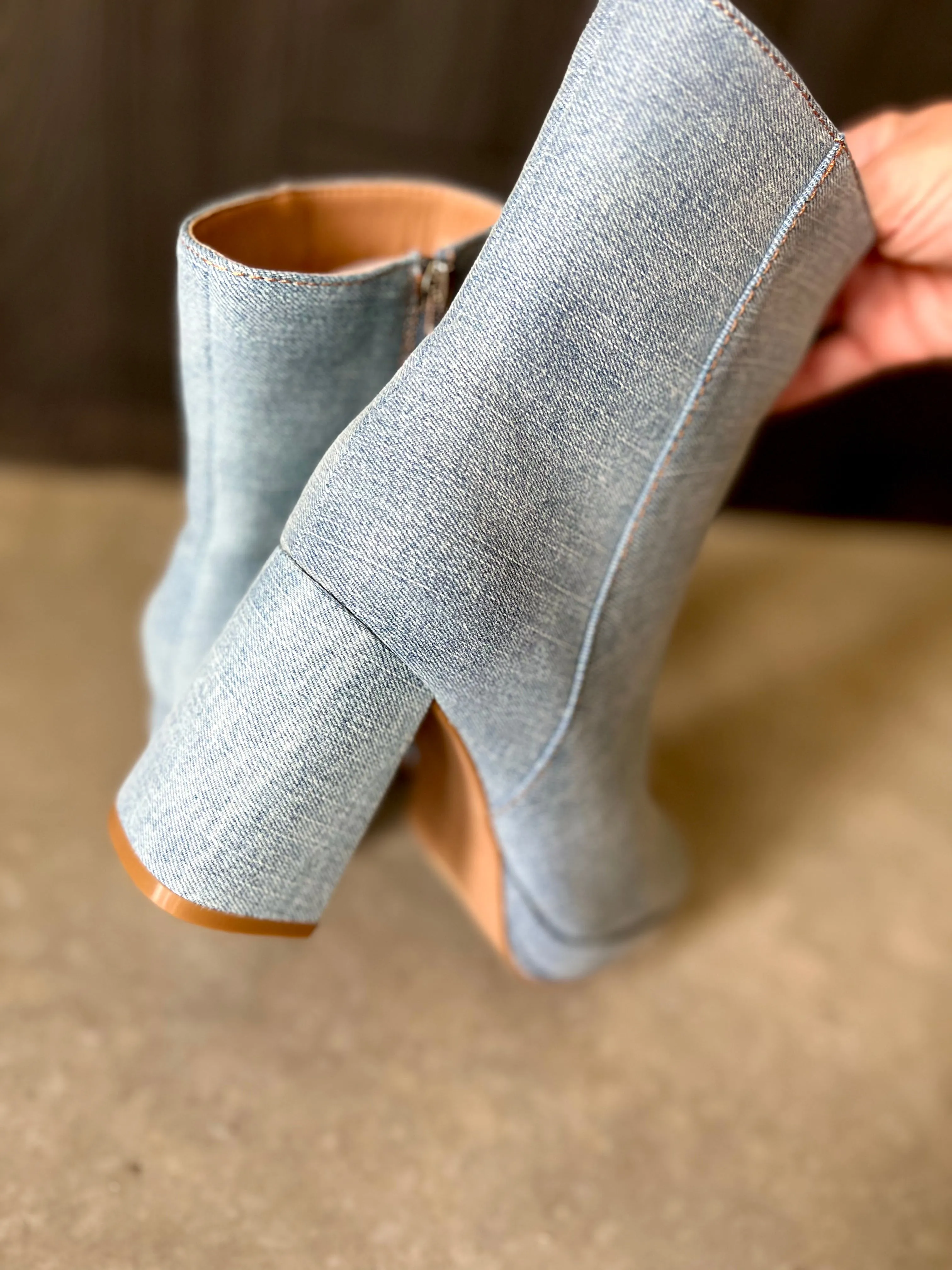 Denim Platform Bootie