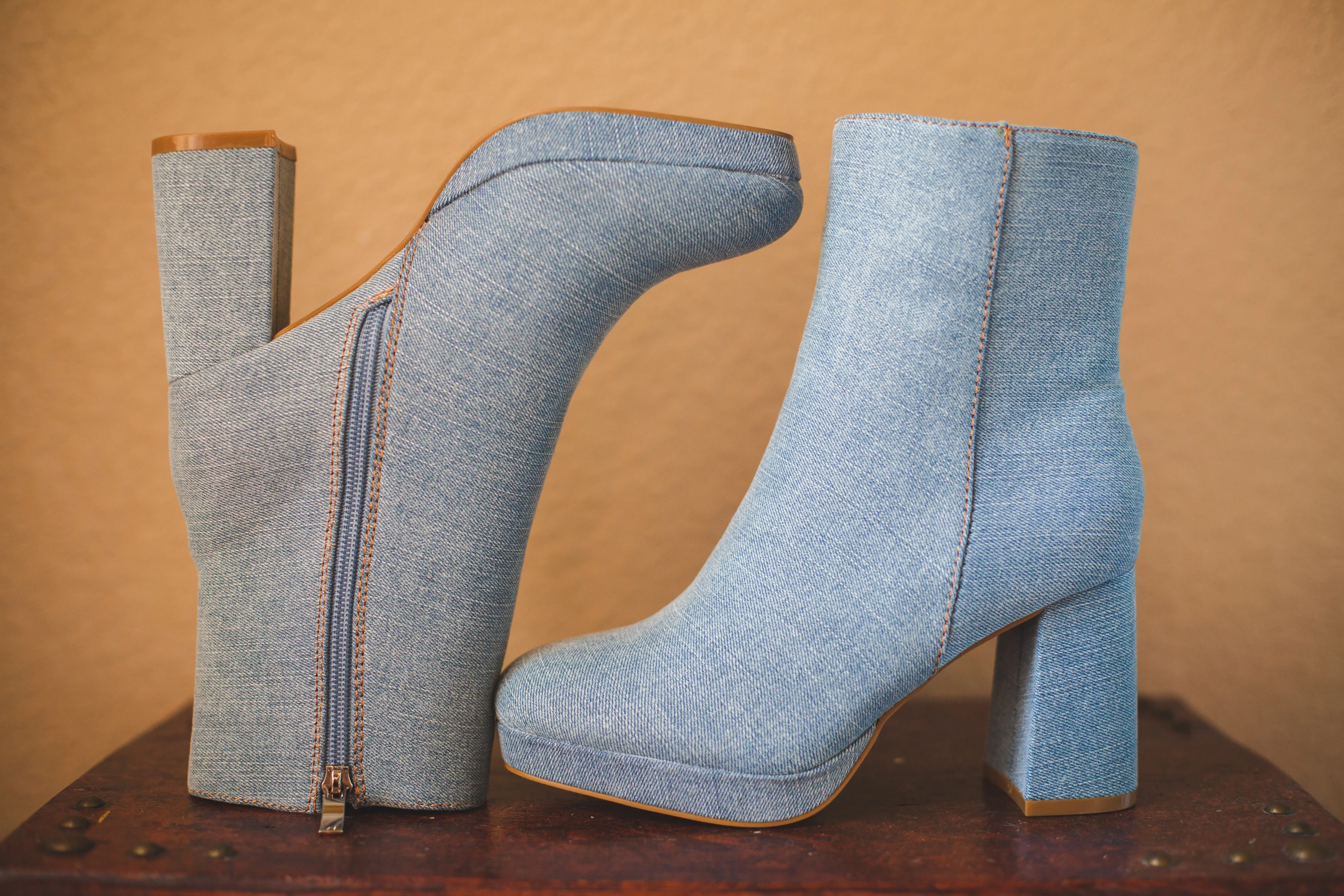 Denim Platform Bootie