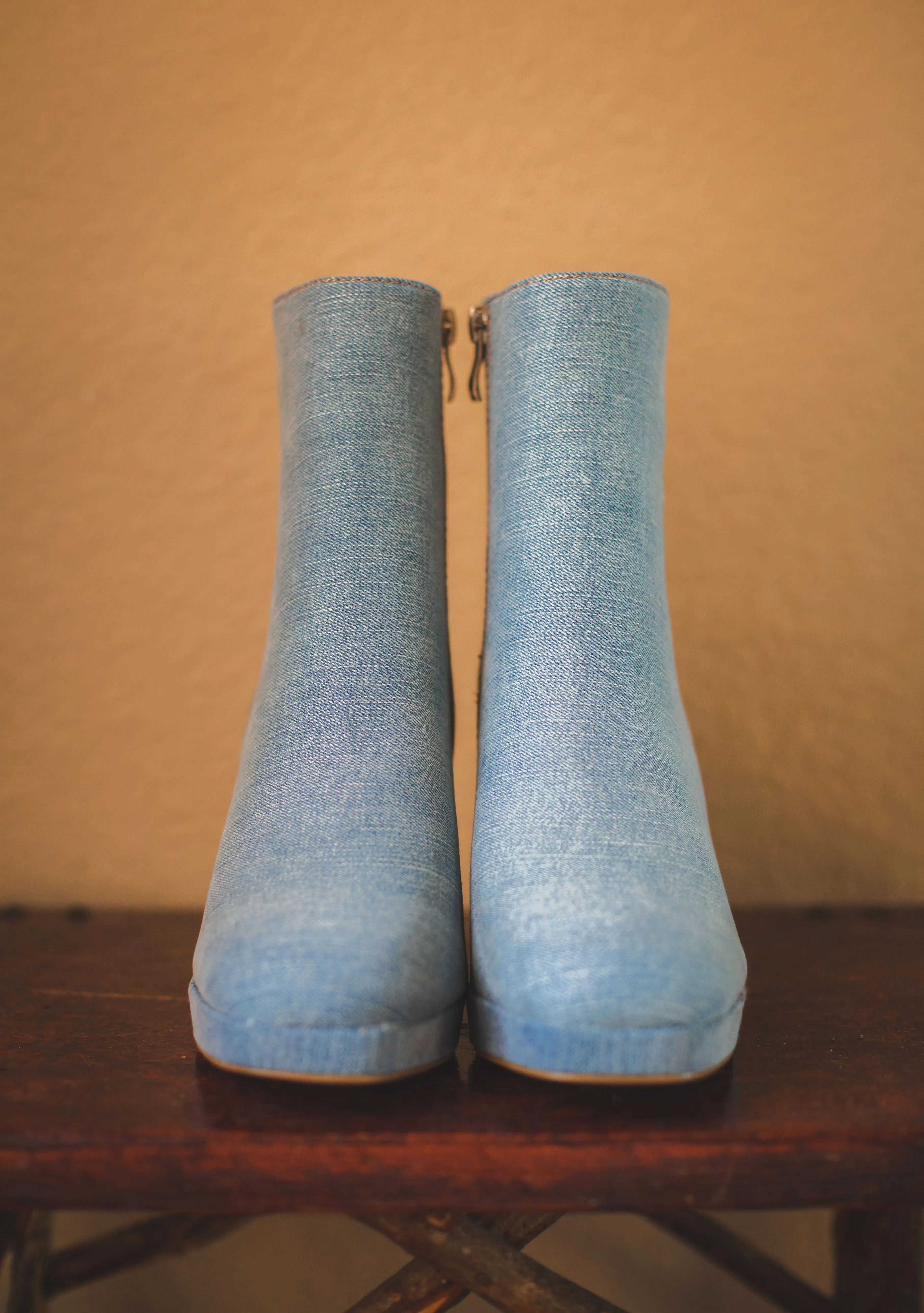 Denim Platform Bootie