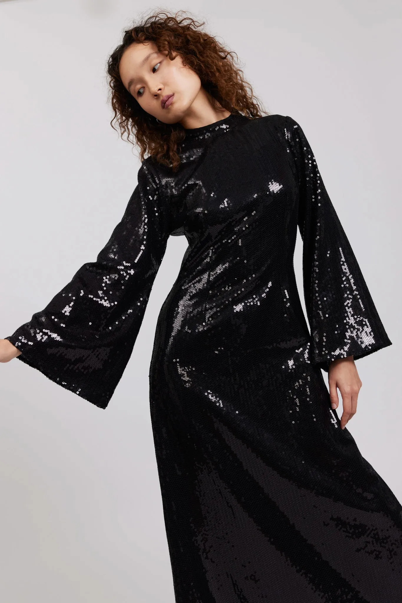 Dolly Dress in Black Sequin