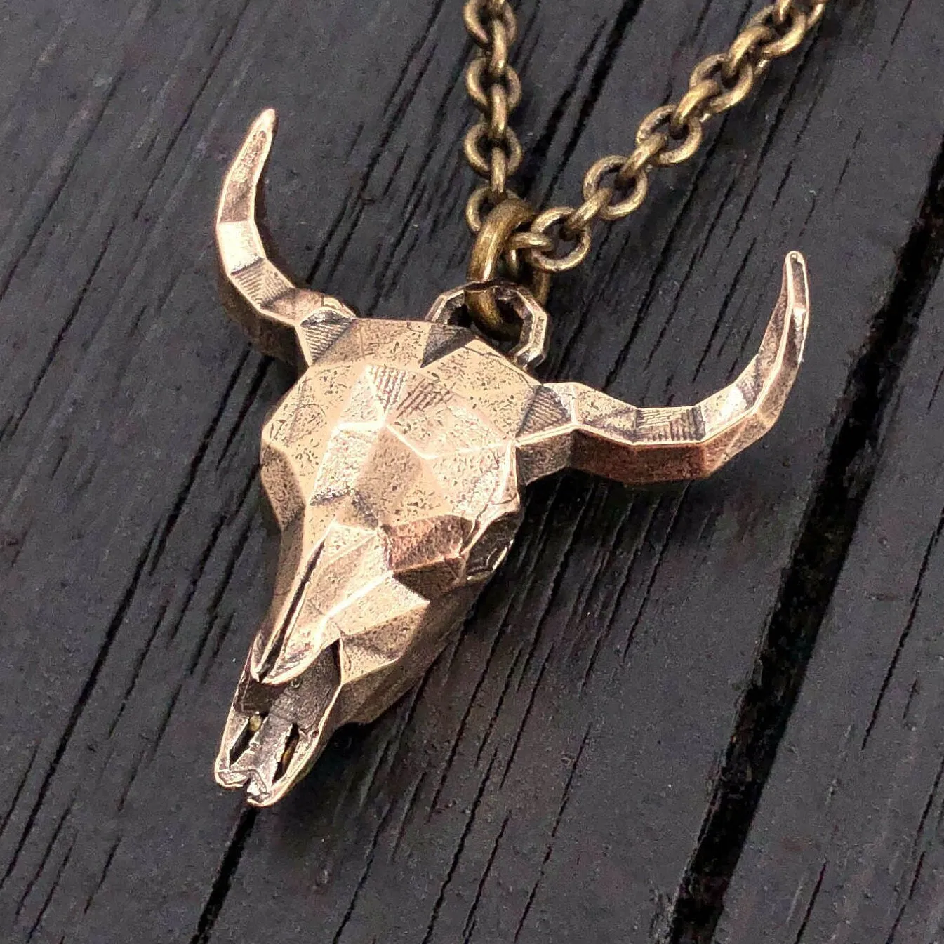 Faceted Steer Skull Necklace