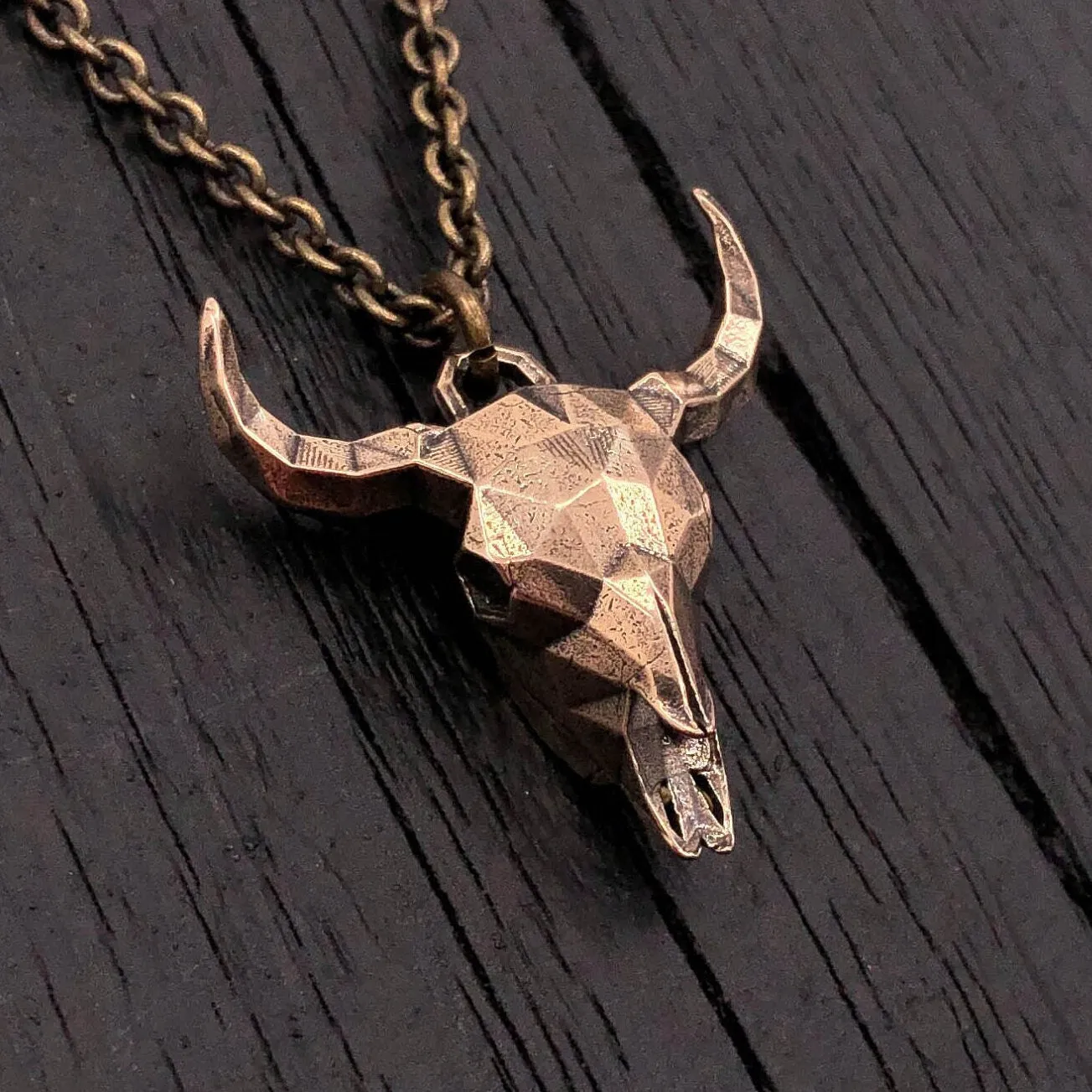 Faceted Steer Skull Necklace