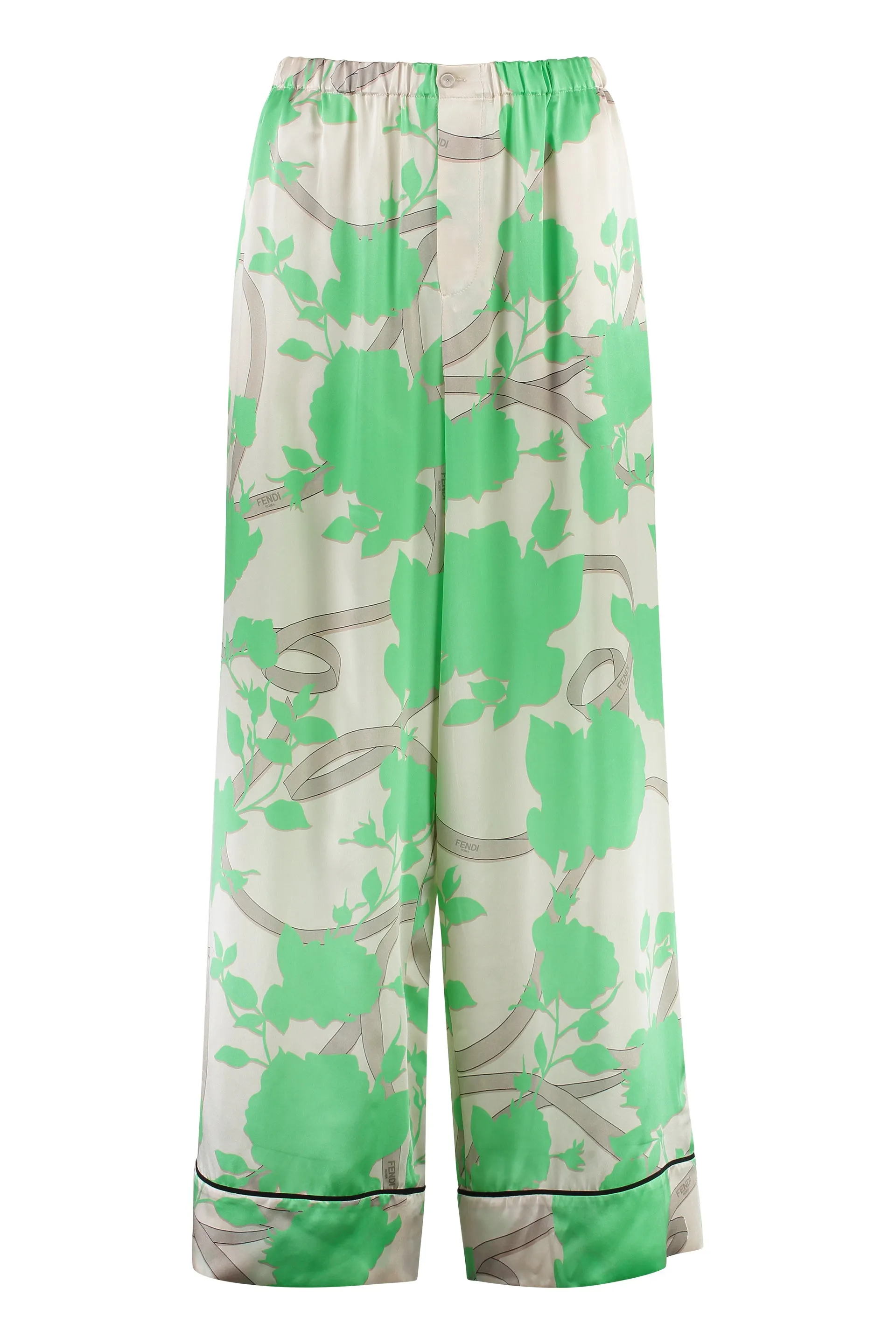 FENDI ROSES SILK TROUSERS