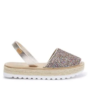 Glitter Platform Leather Menorcan Sandal For Women - A Double 1980R