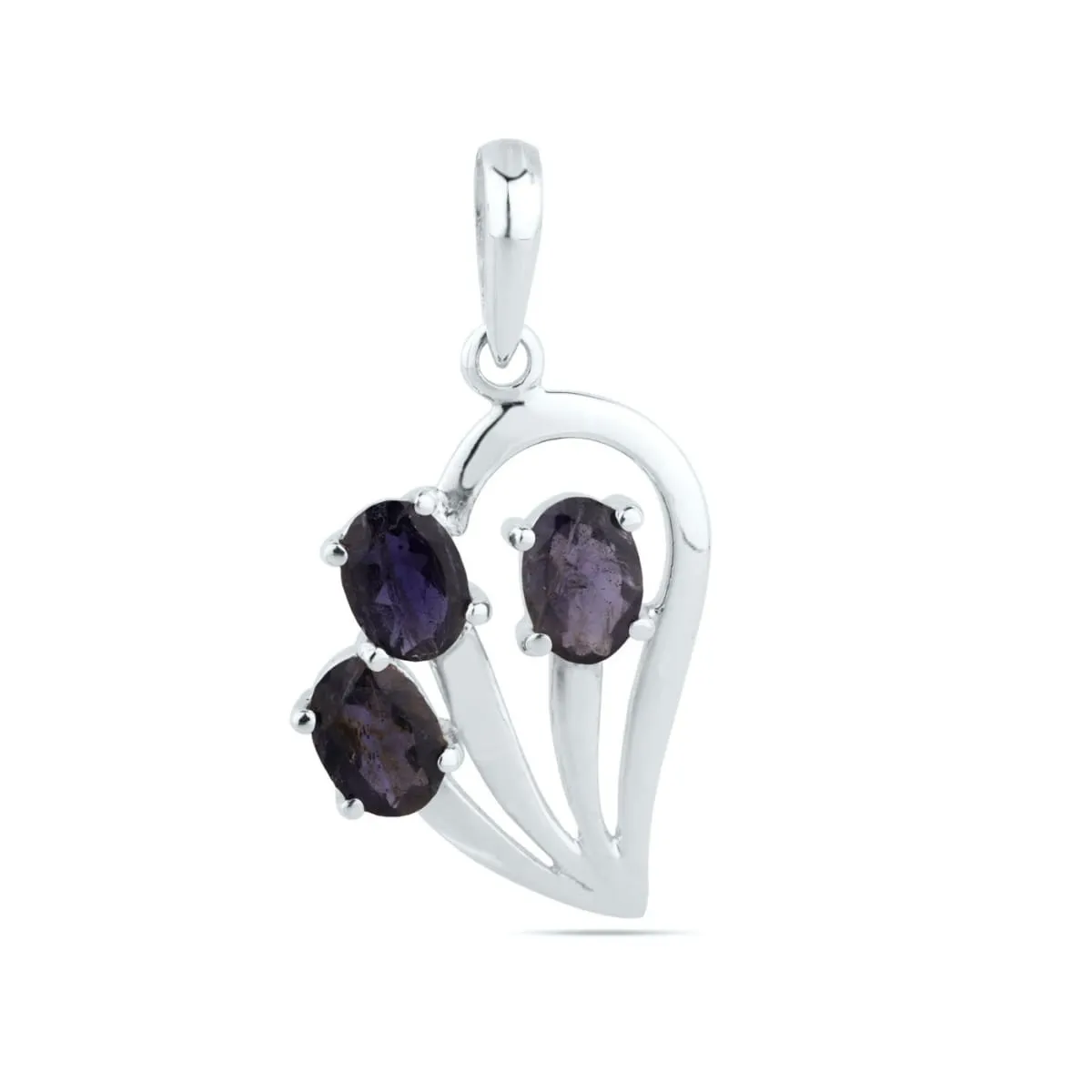 Iolite 925 Sterling Silver Heart Pendant Modern Design Natural Iolite Pendant Handmade Jewelry For Her