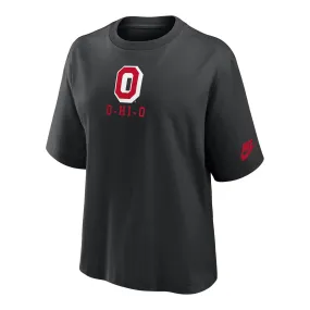 Ladies Ohio State Buckeyes Nike Retro Boxy Black T-Shirt