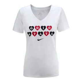 Ladies Ohio State Buckeyes Nike V-Neck Hearts Short Sleeve