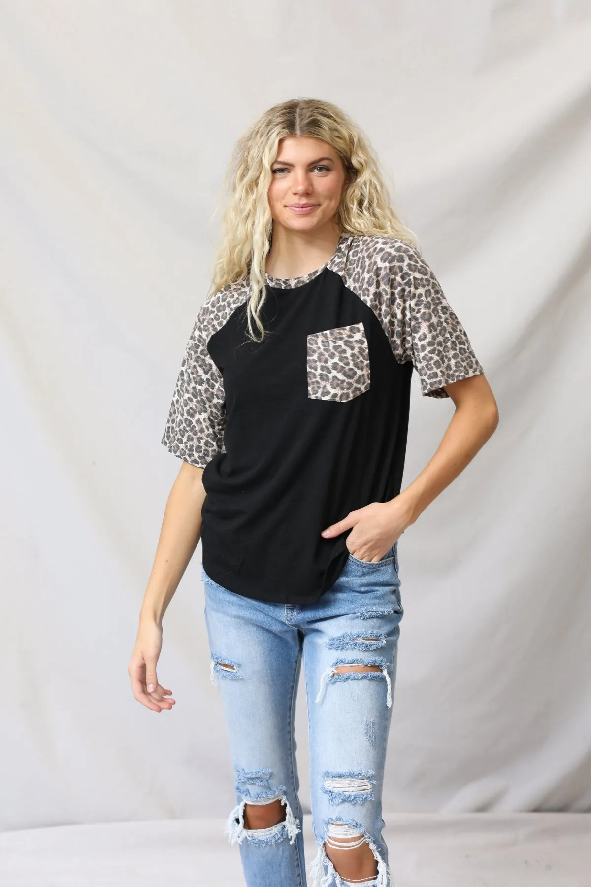 Leopard Raglan Top