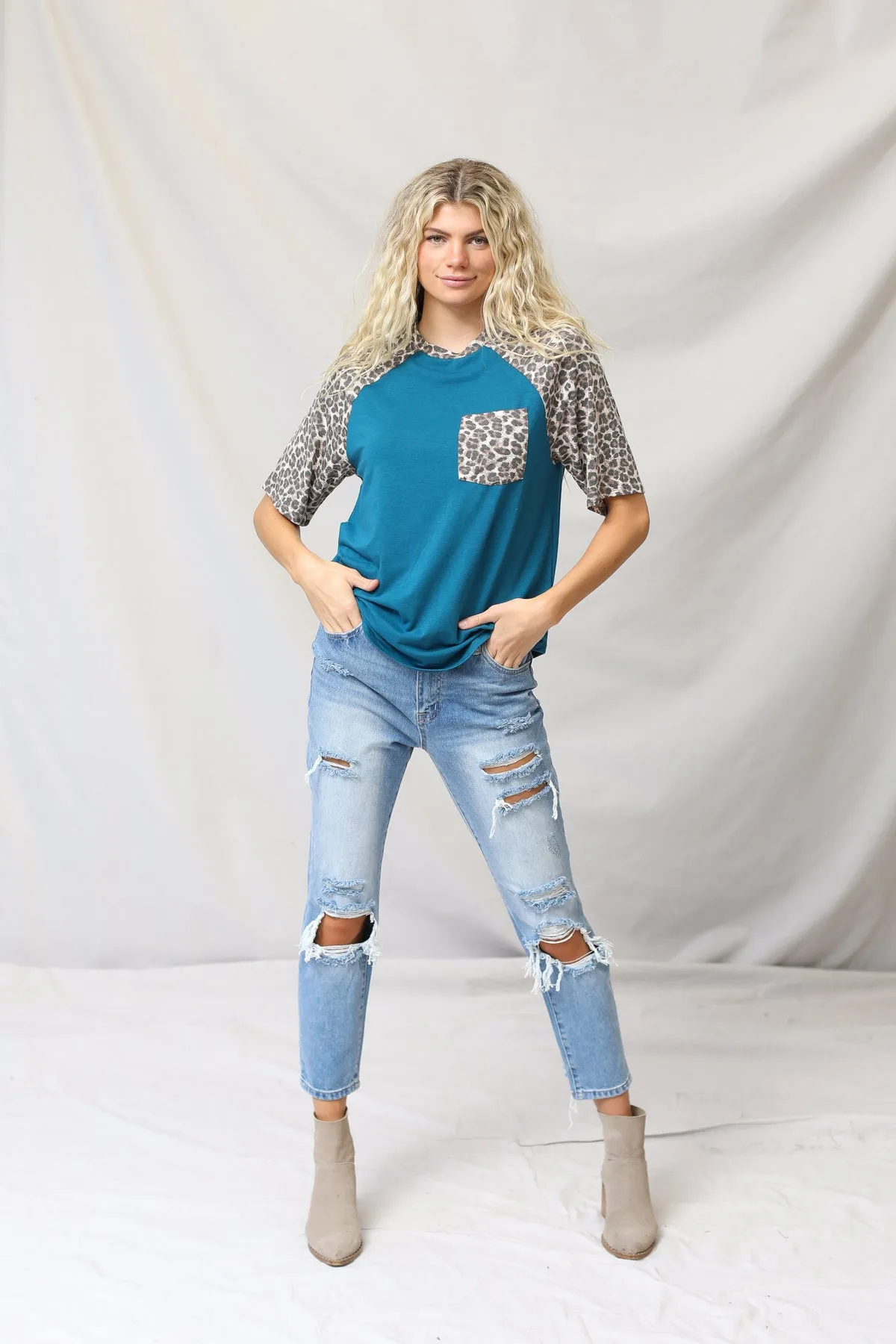 Leopard Raglan Top