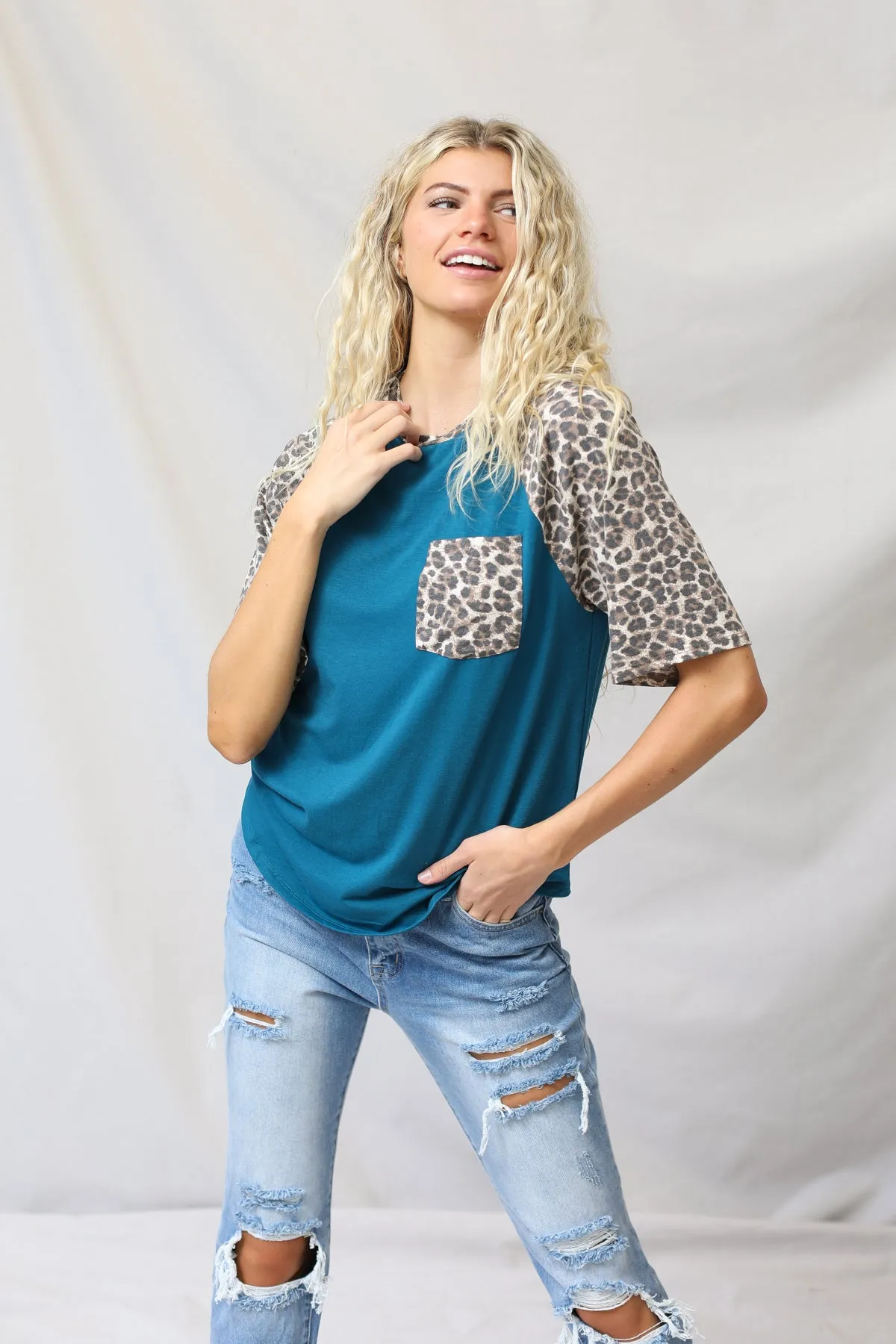 Leopard Raglan Top