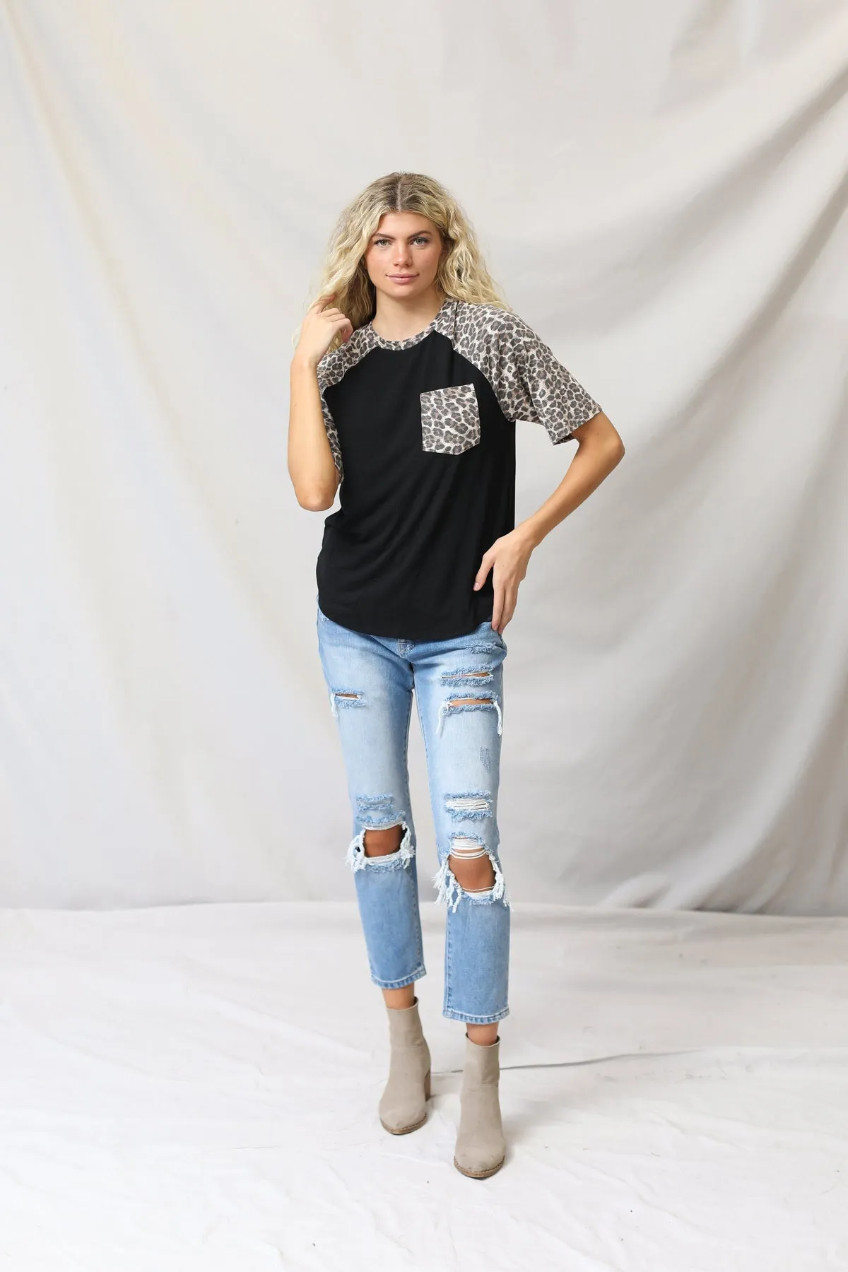 Leopard Raglan Top