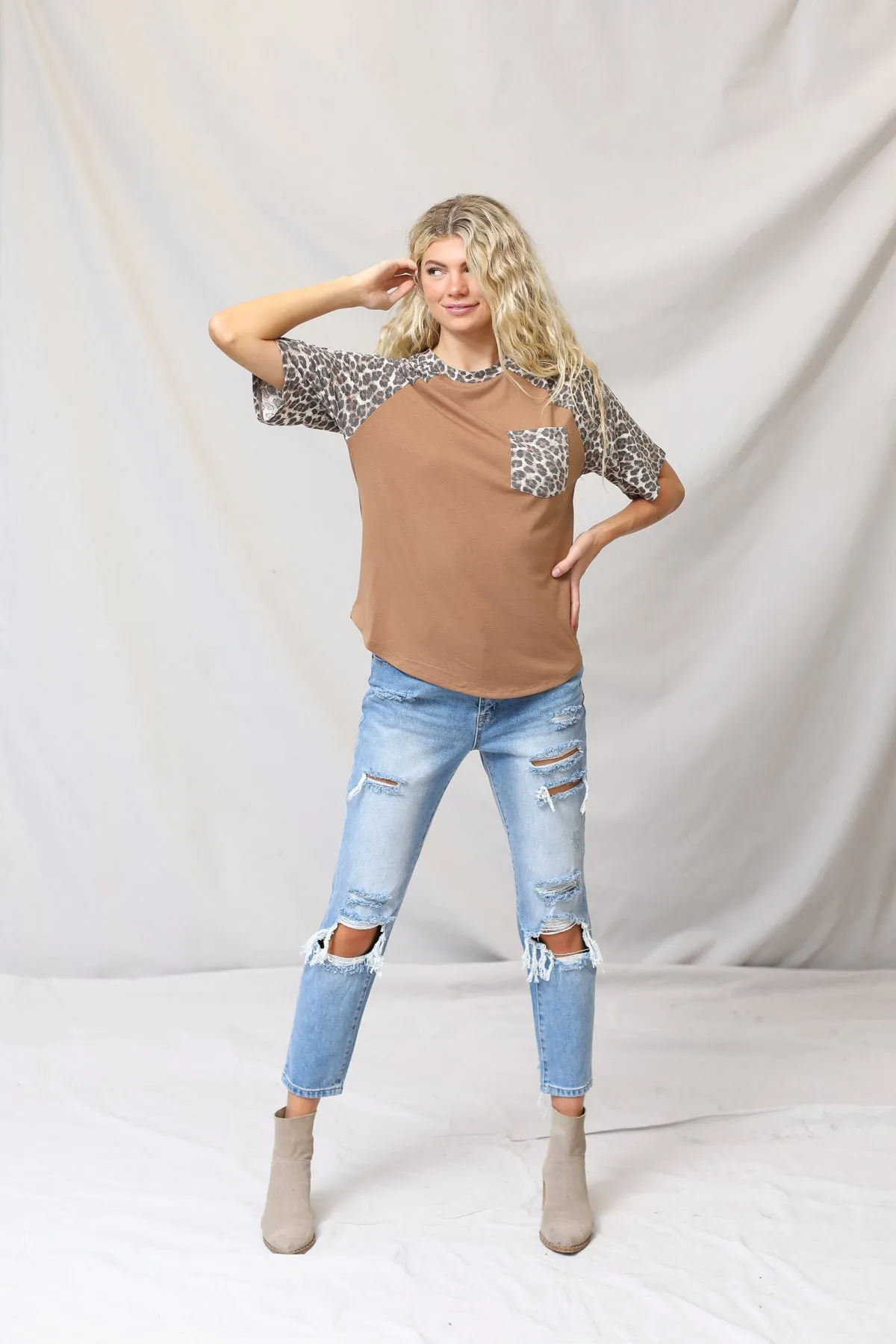 Leopard Raglan Top