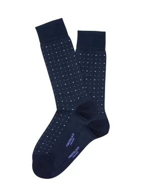 Marcoliani Flannel Navy Luxury Micro Dots Socks