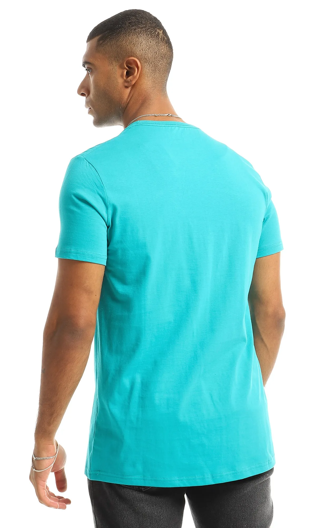 O154997 Chest Printed Hustle Dark Turquoise Tee