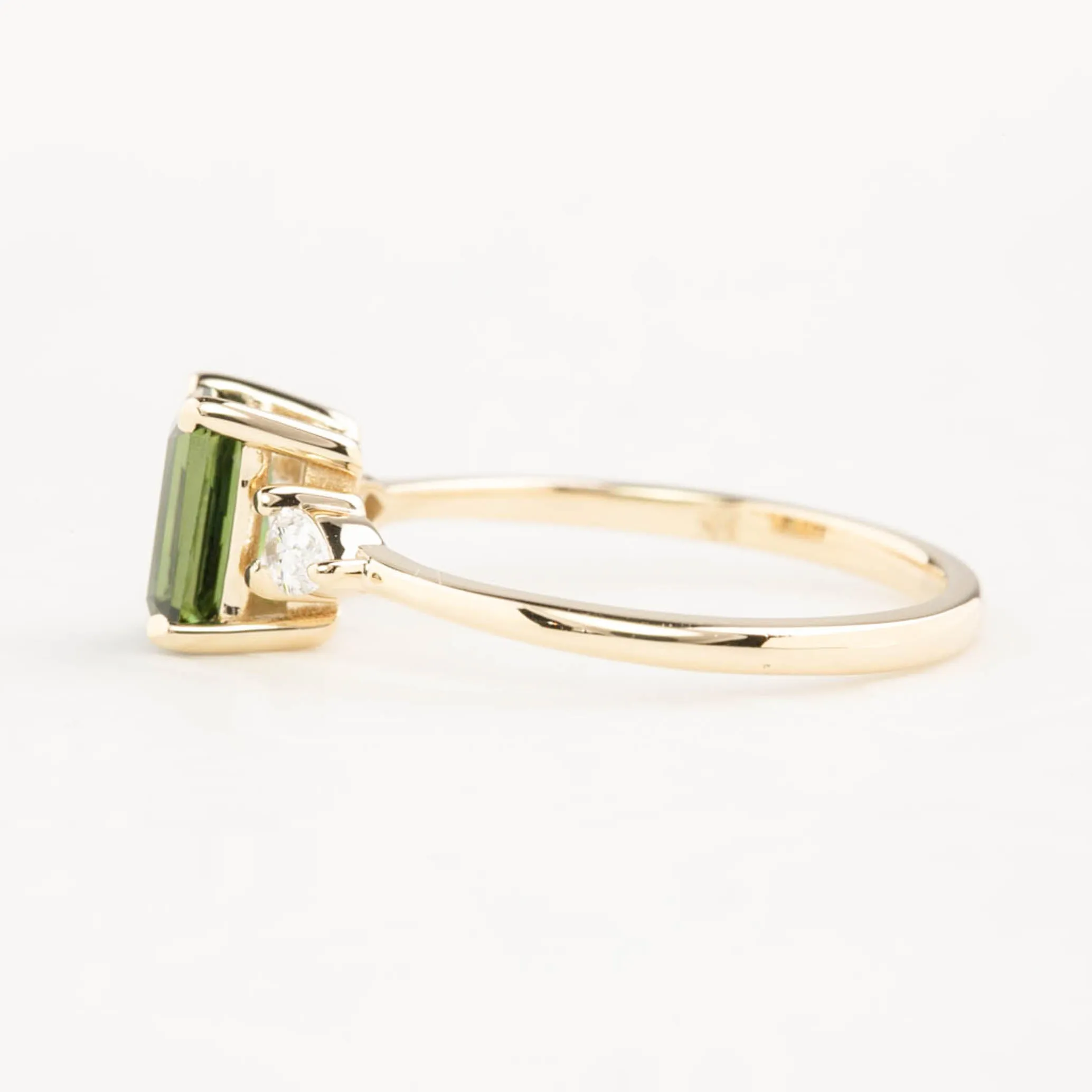 Olivia Ring 1.25ct Deep Green Emerald Cut Unheated Australian Sapphire, 14K Yellow Gold (One of a kind)