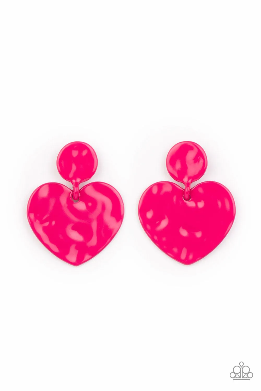 Paparazzi Just a Little Crush - Pink Heart Post Earrings