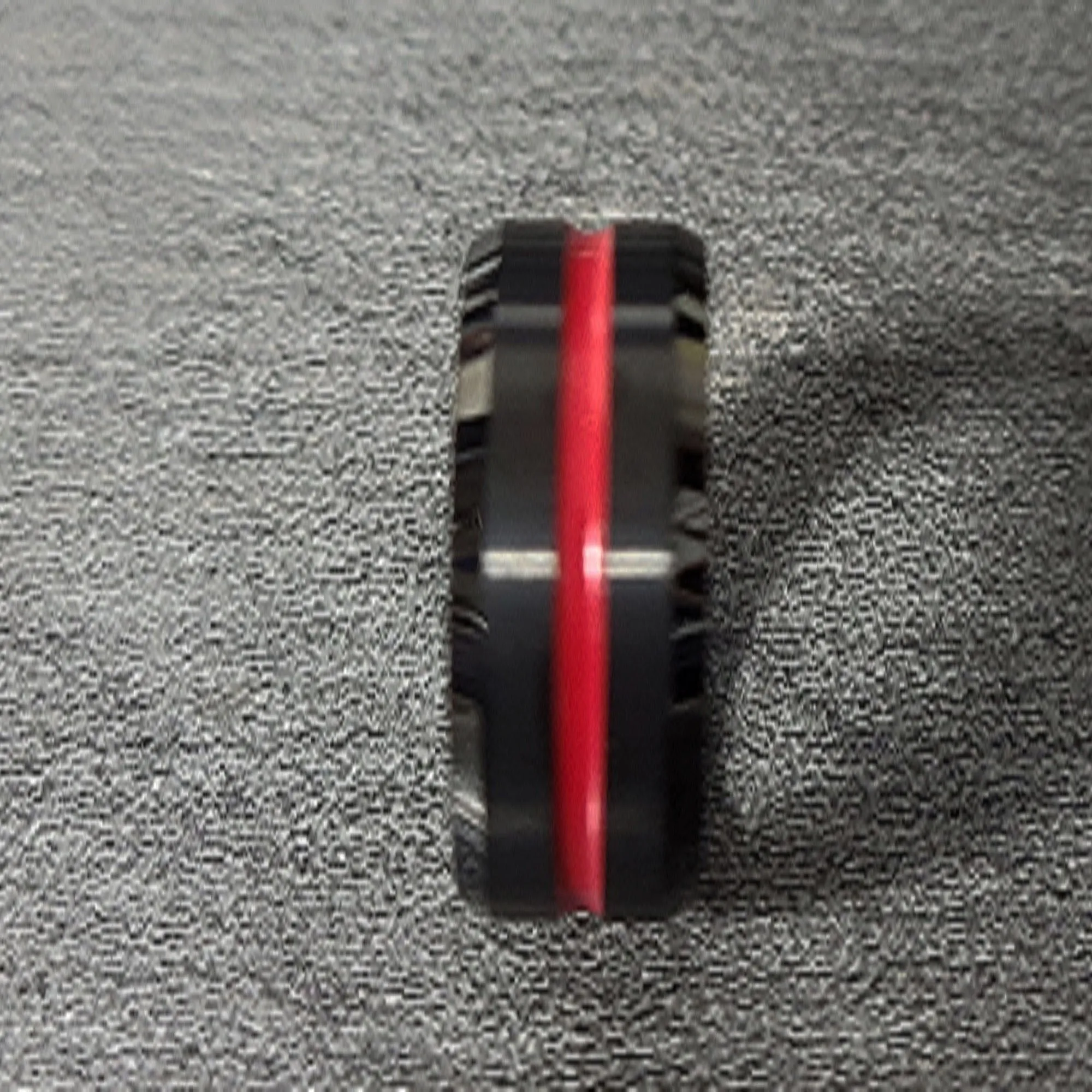 Personalized Men's Promise Ring Band With Thin Red Line Groove