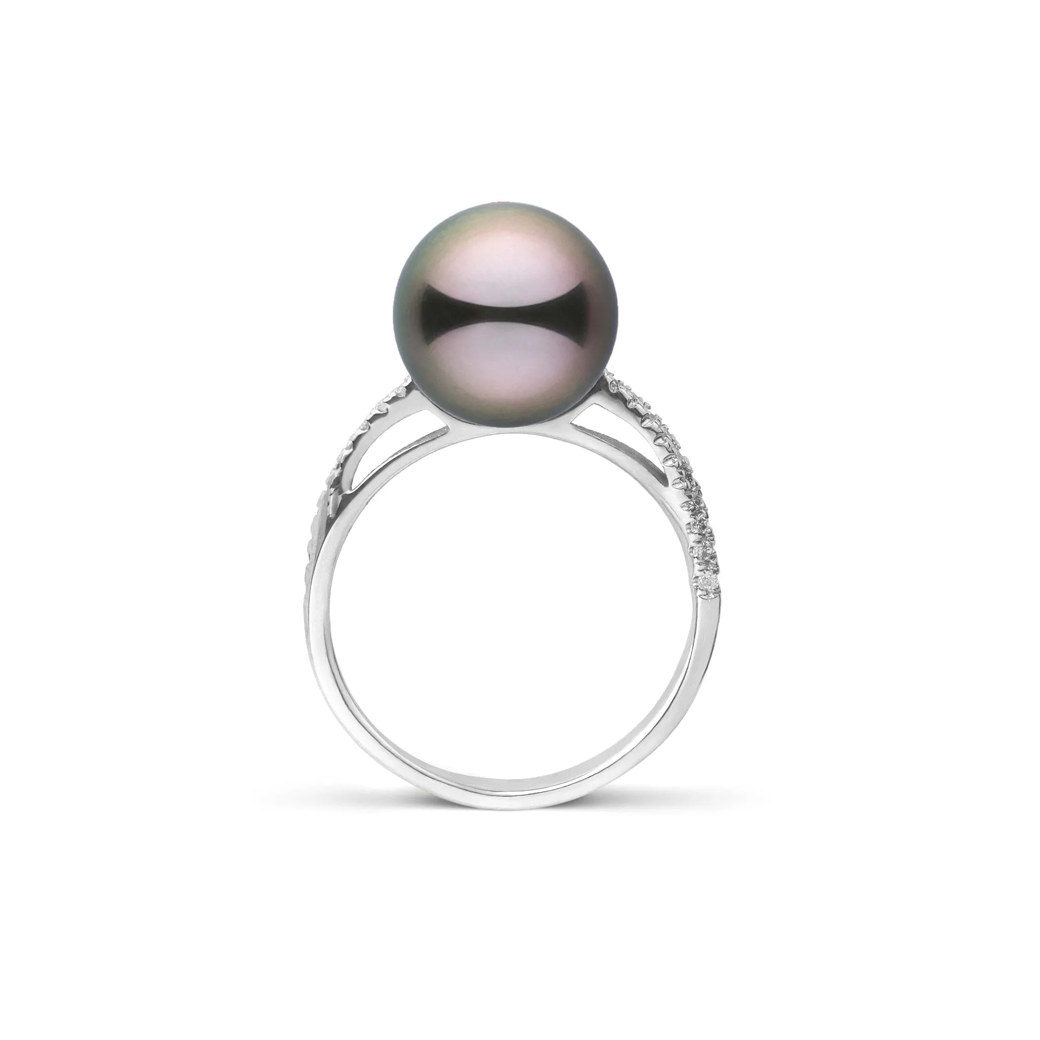 Pirouette Collection 10.0-11.0 mm Tahitian Pearl and Diamond Ring