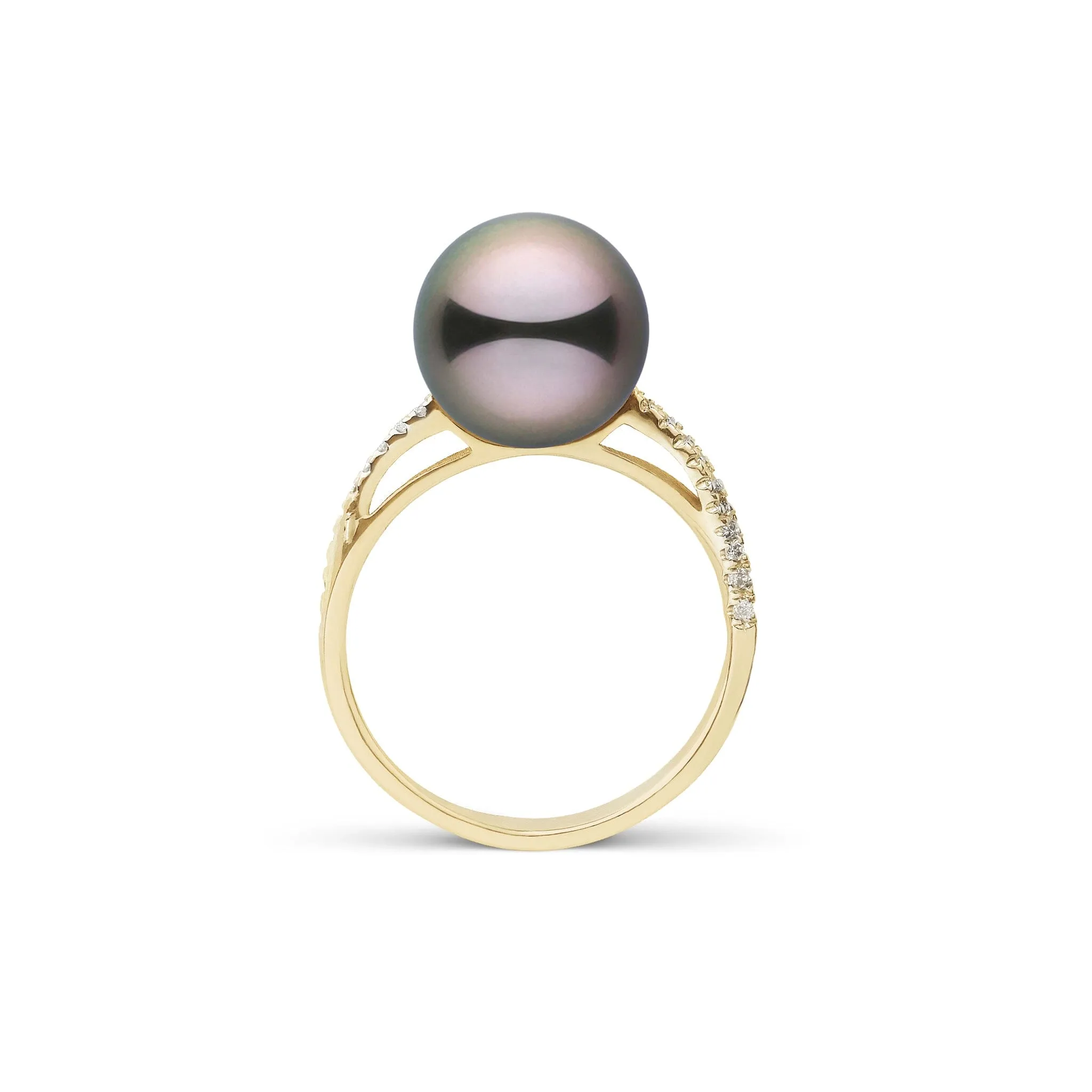 Pirouette Collection 10.0-11.0 mm Tahitian Pearl and Diamond Ring