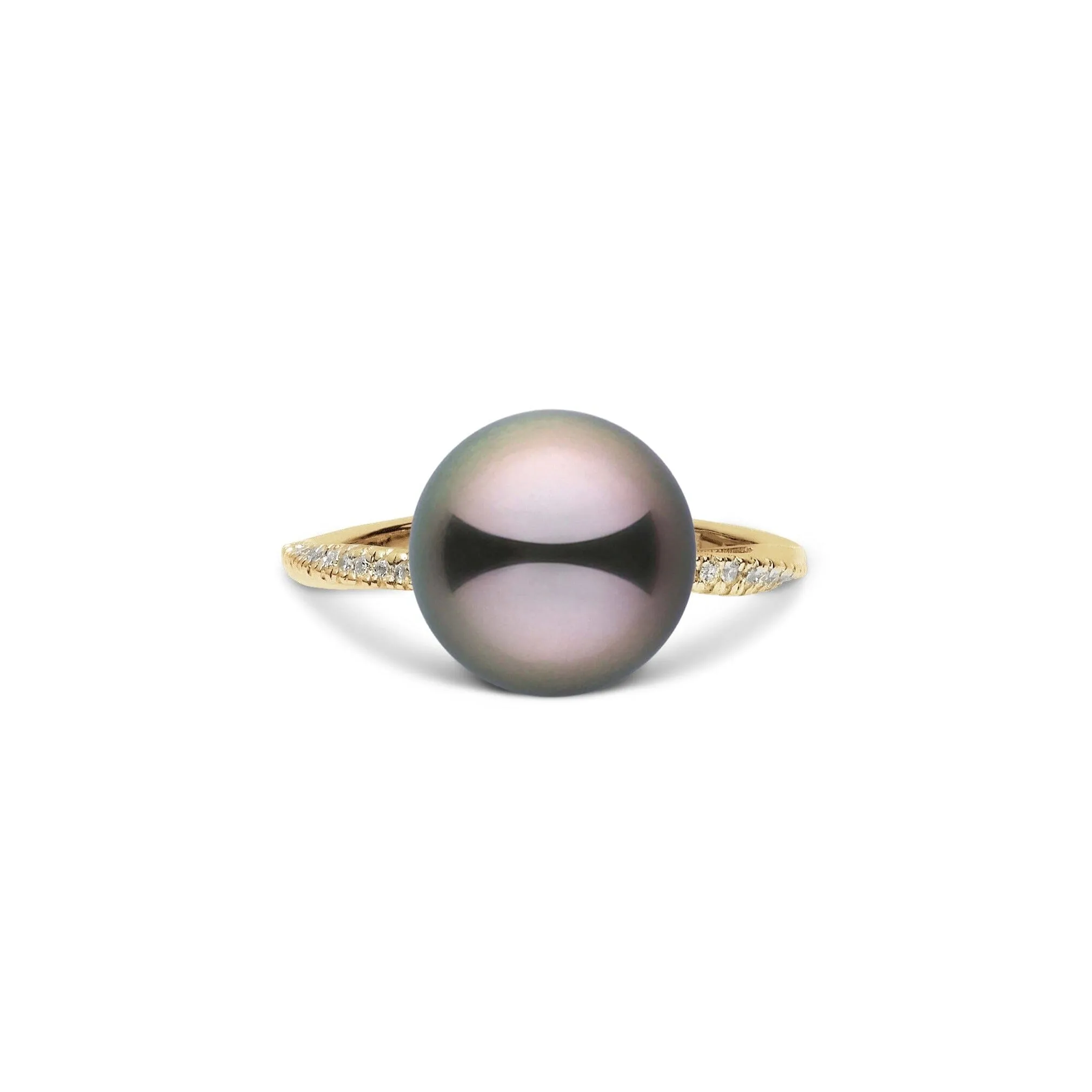 Pirouette Collection 10.0-11.0 mm Tahitian Pearl and Diamond Ring