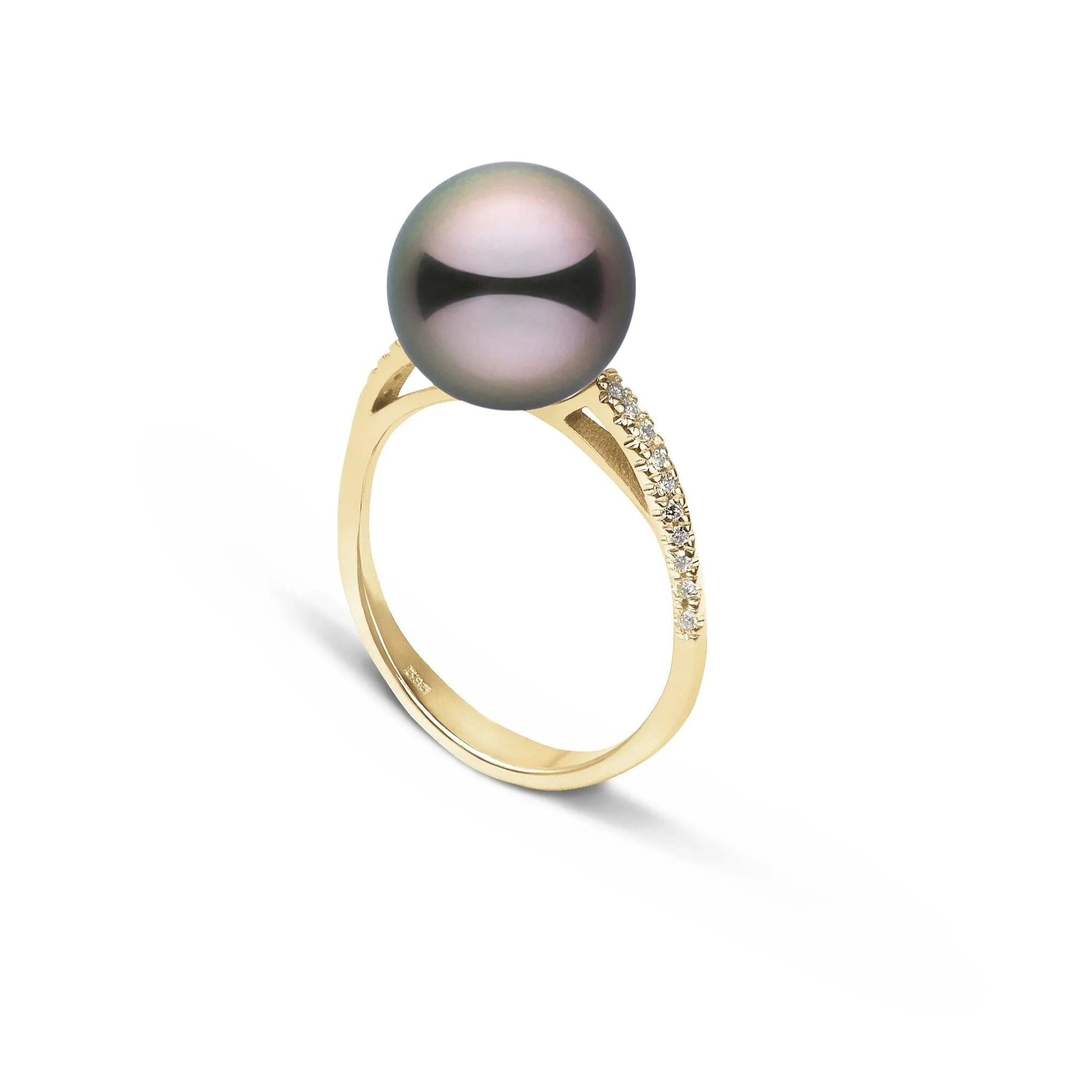 Pirouette Collection 10.0-11.0 mm Tahitian Pearl and Diamond Ring