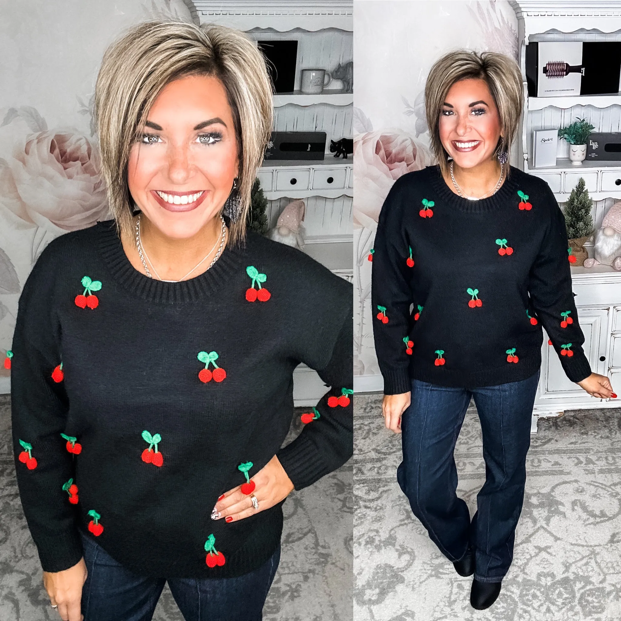 Shirley Temple Cherry Pom Sweater