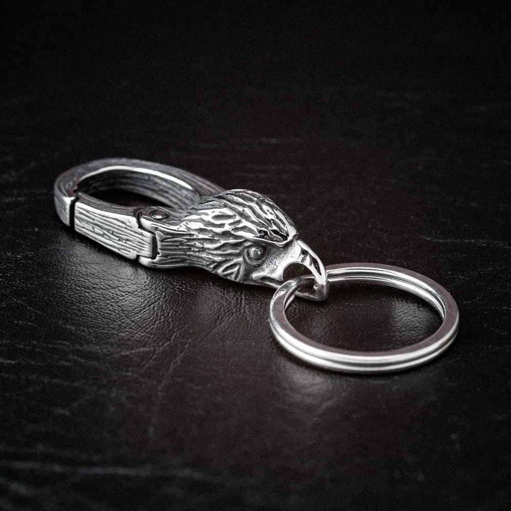 Stainless Steel Raven Head Keychain