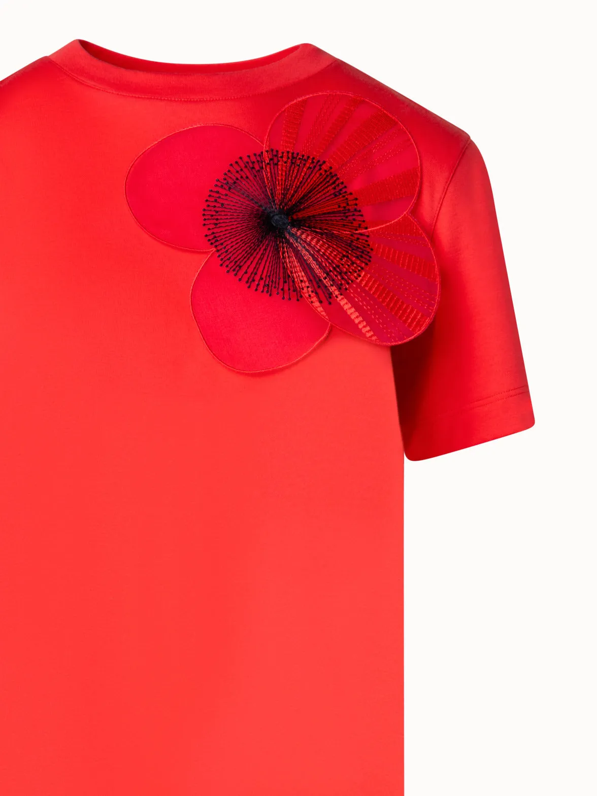 T-Shirt aus Baumwoll-Jersey mit Organza Poppy